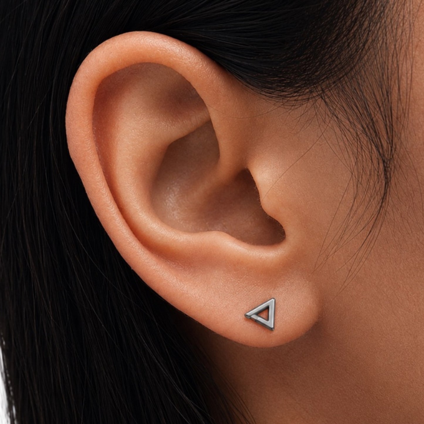 Tiny Black Triangle Flat Back Stud Earrings