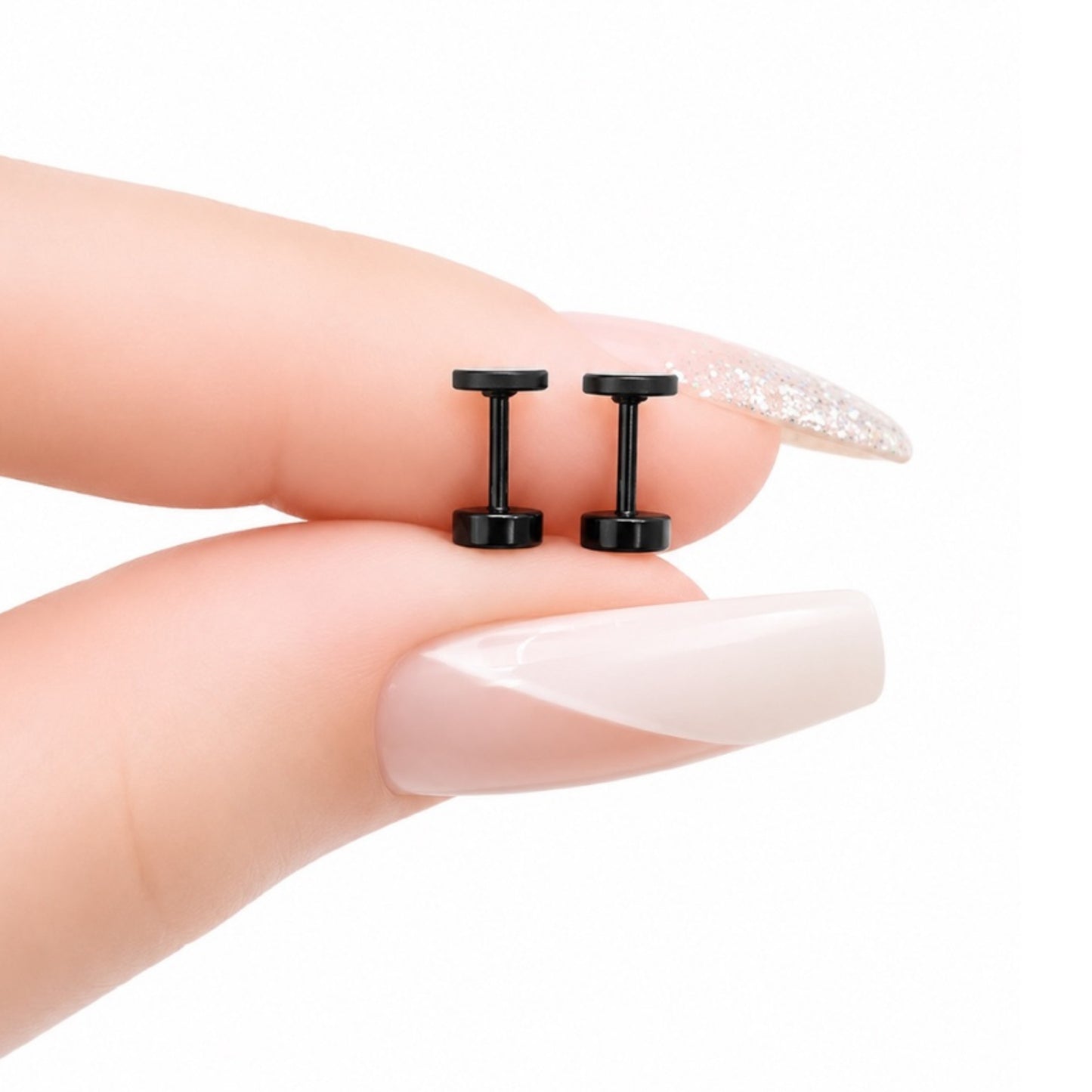 Tiny Black Triangle Flat Back Stud Earrings