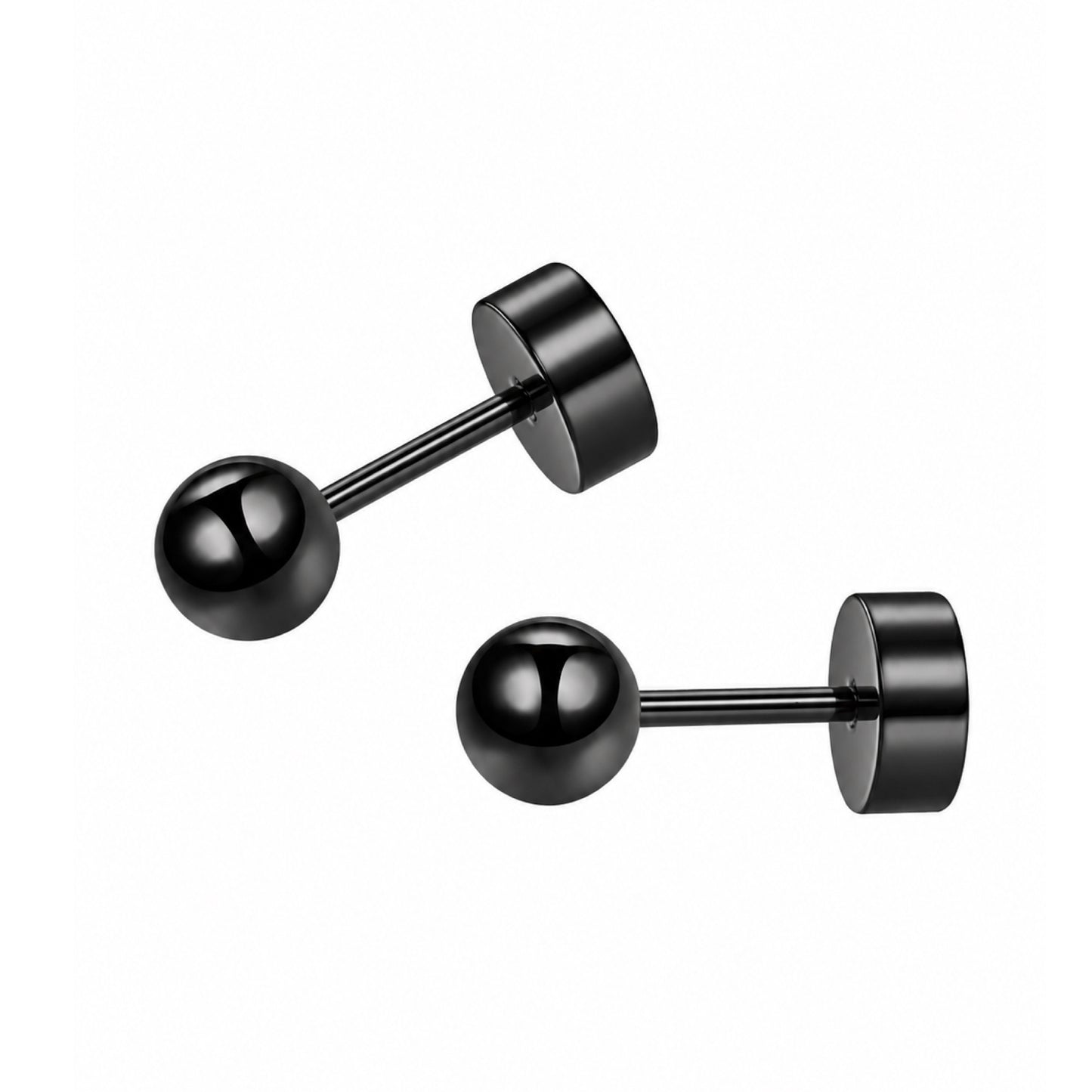 Black Ball Flat Back Stud Earrings