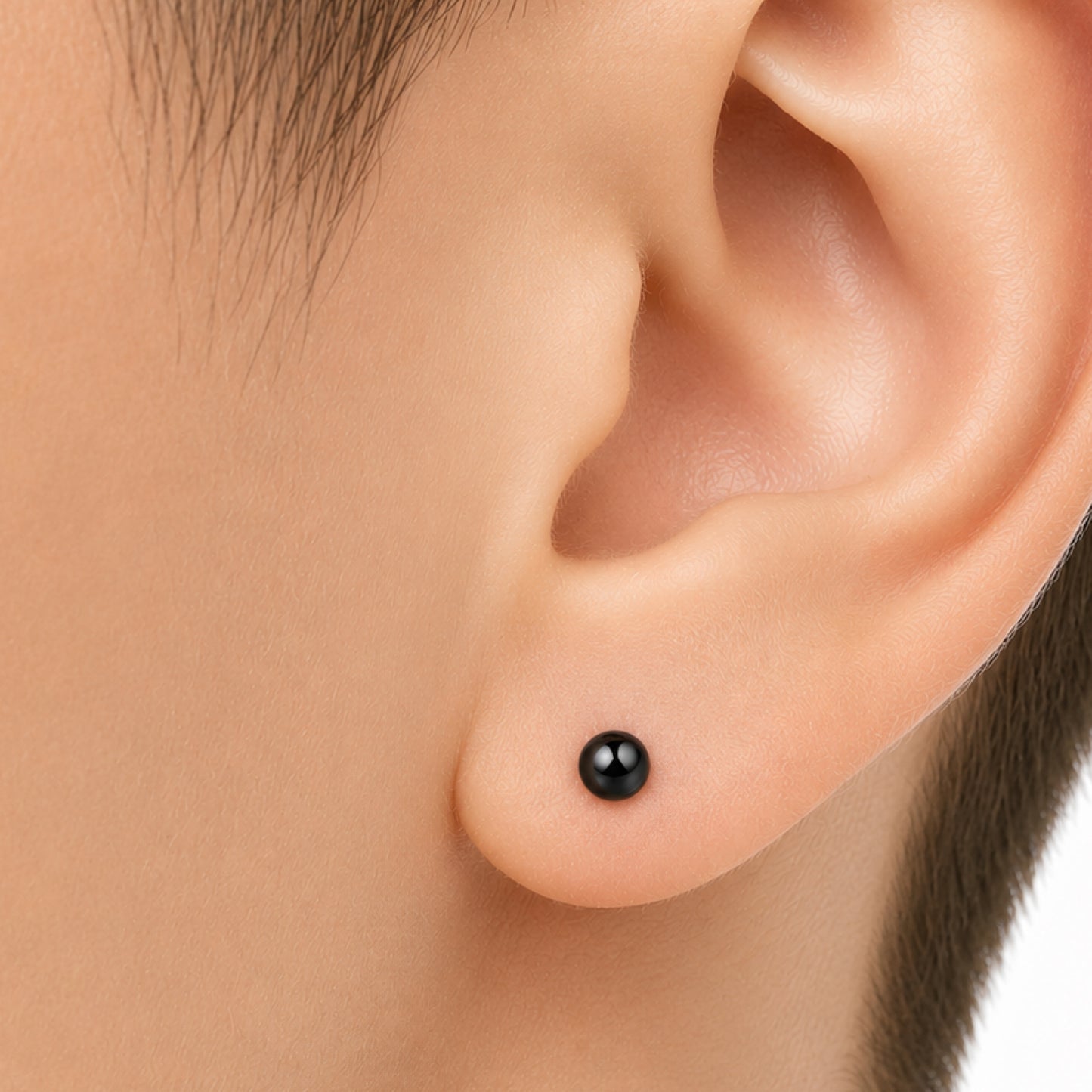 Black Ball Flat Back Stud Earrings