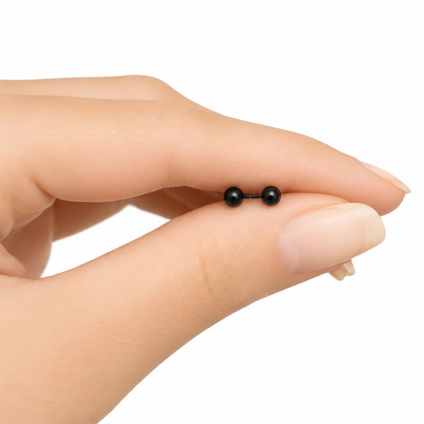 Black Ball Flat Back Stud Earrings
