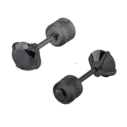 Black CZ Double Ended Stud Earrings