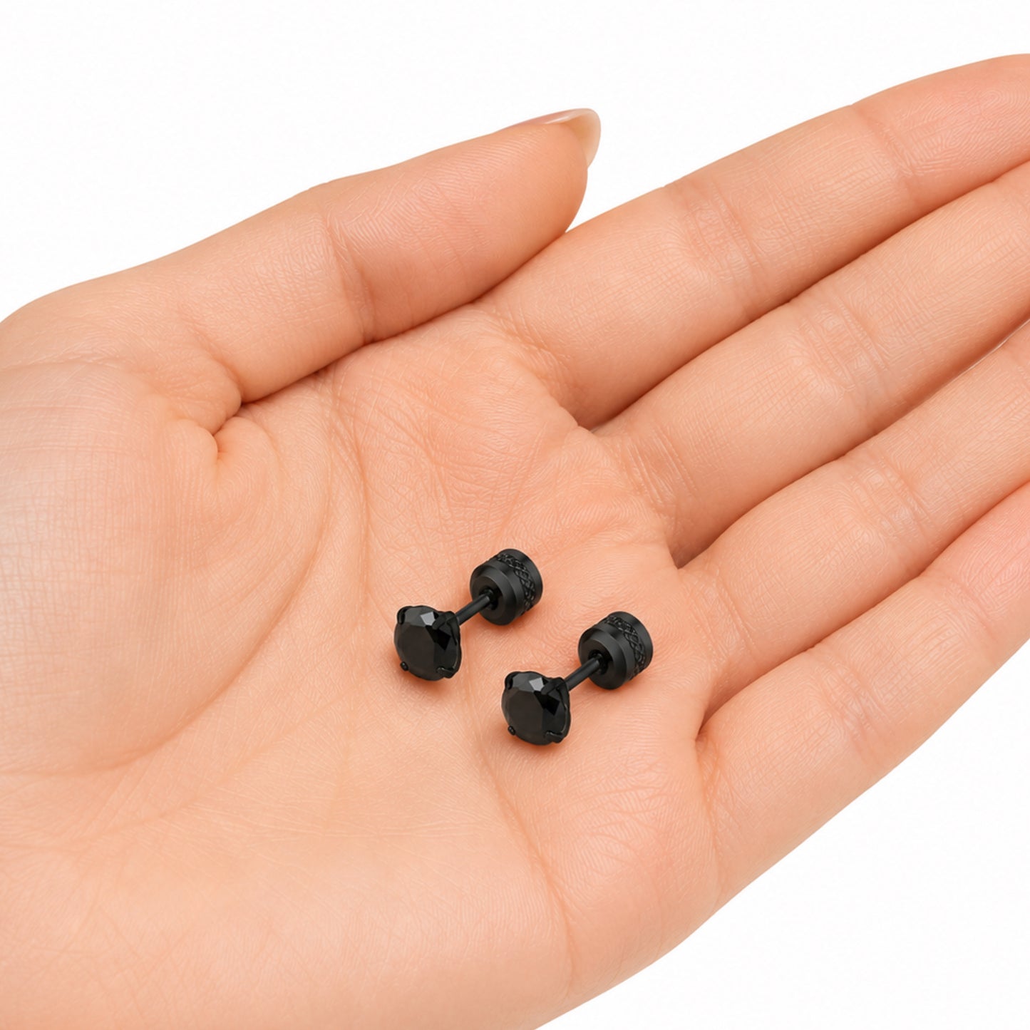 Black CZ Double Ended Stud Earrings