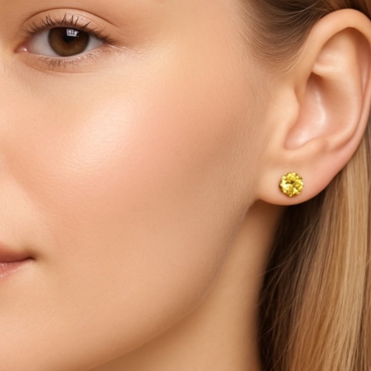 Gold Yellow CZ Double Ended Stud Earrings