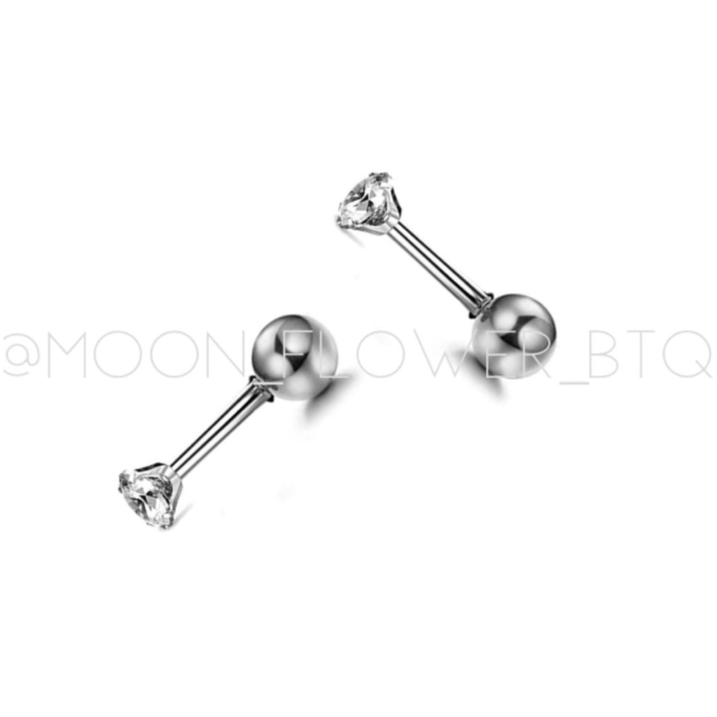 Very Tiny CZ Barbell Earrings