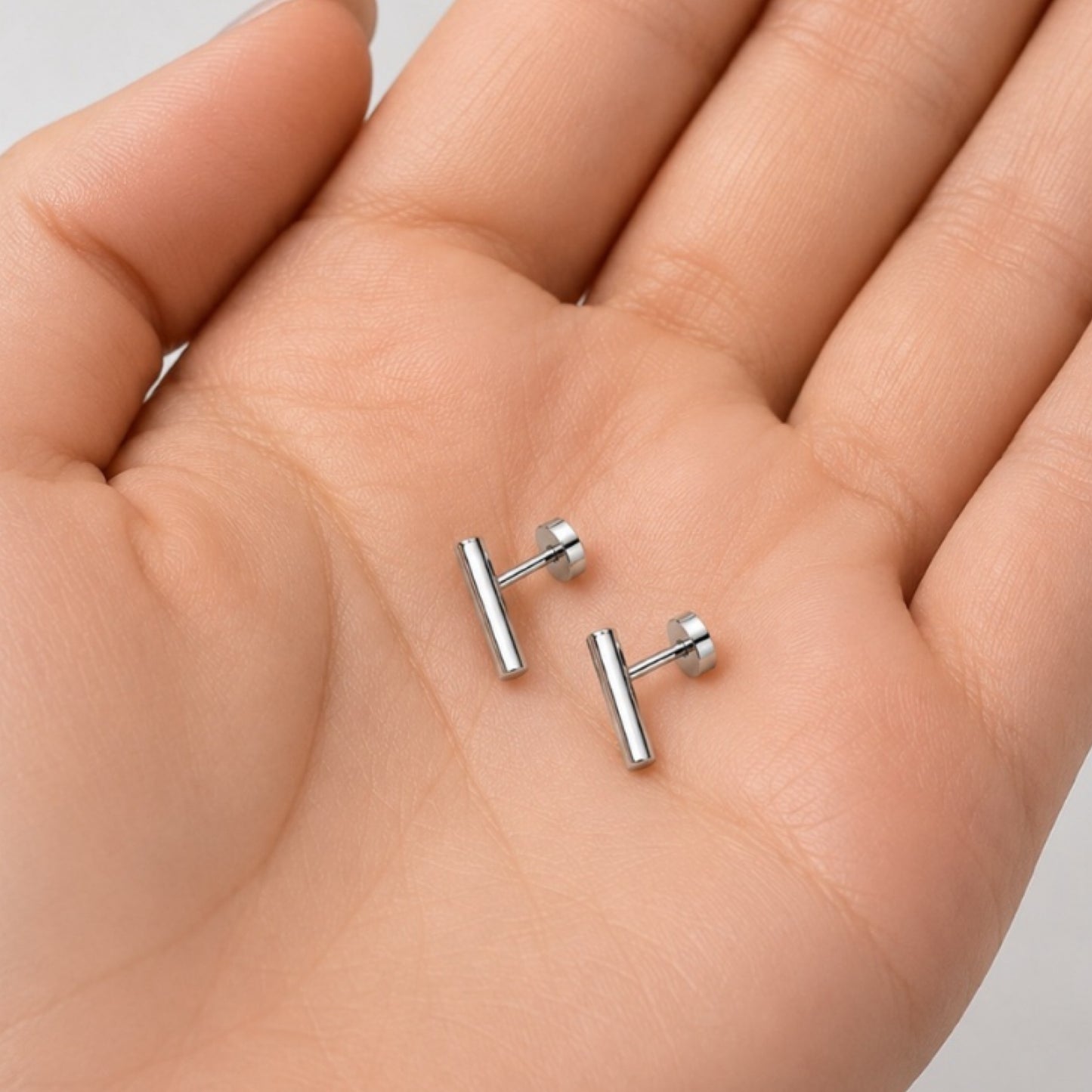 Minimalist Bar Flat Back Stud Earrings