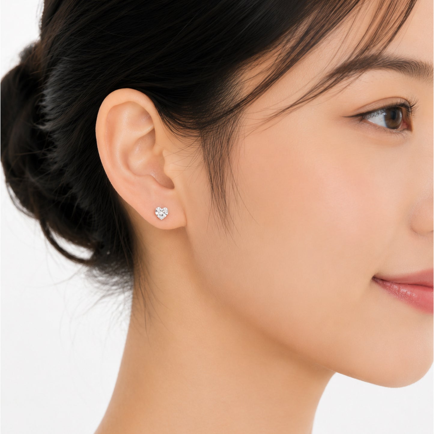 Black Heart CZ Flat Back Stud Earrings