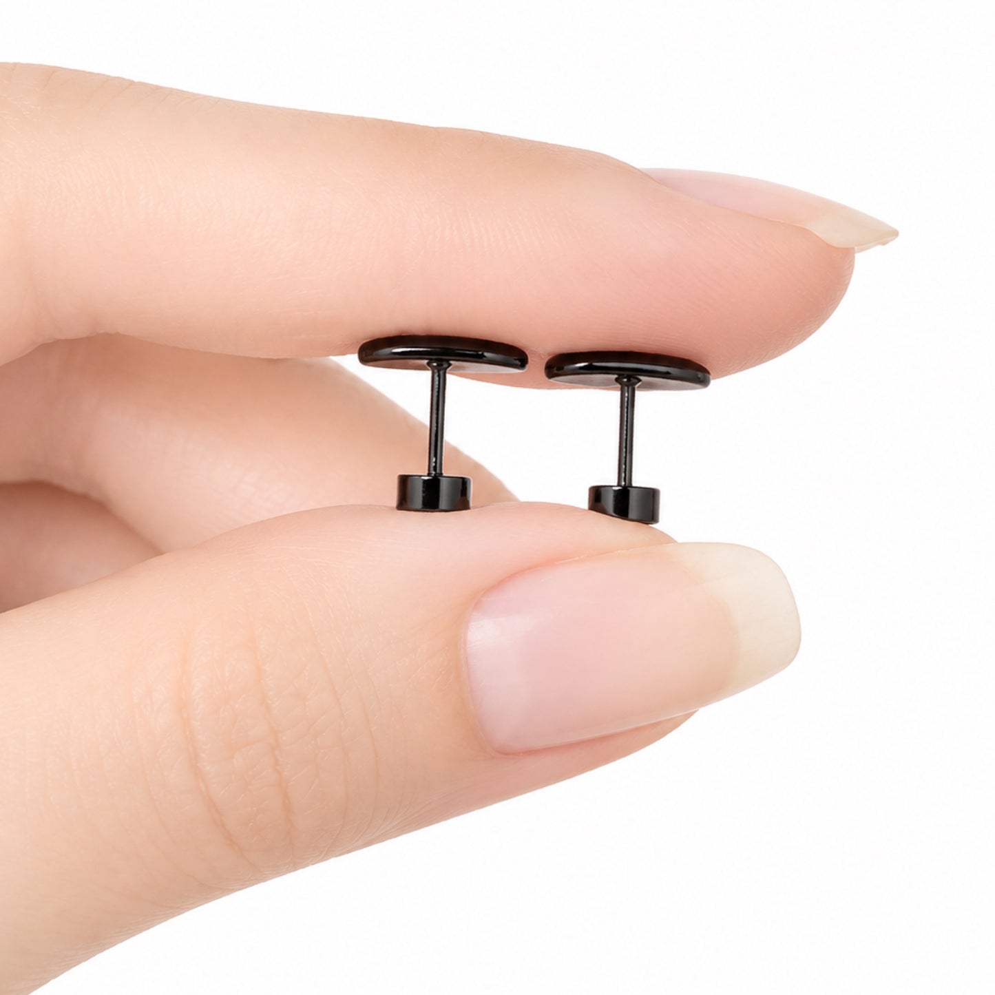 Tiny Black Feather Flat Back Stud Earrings