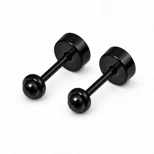 Black Dome Flat Back Stud Earrings
