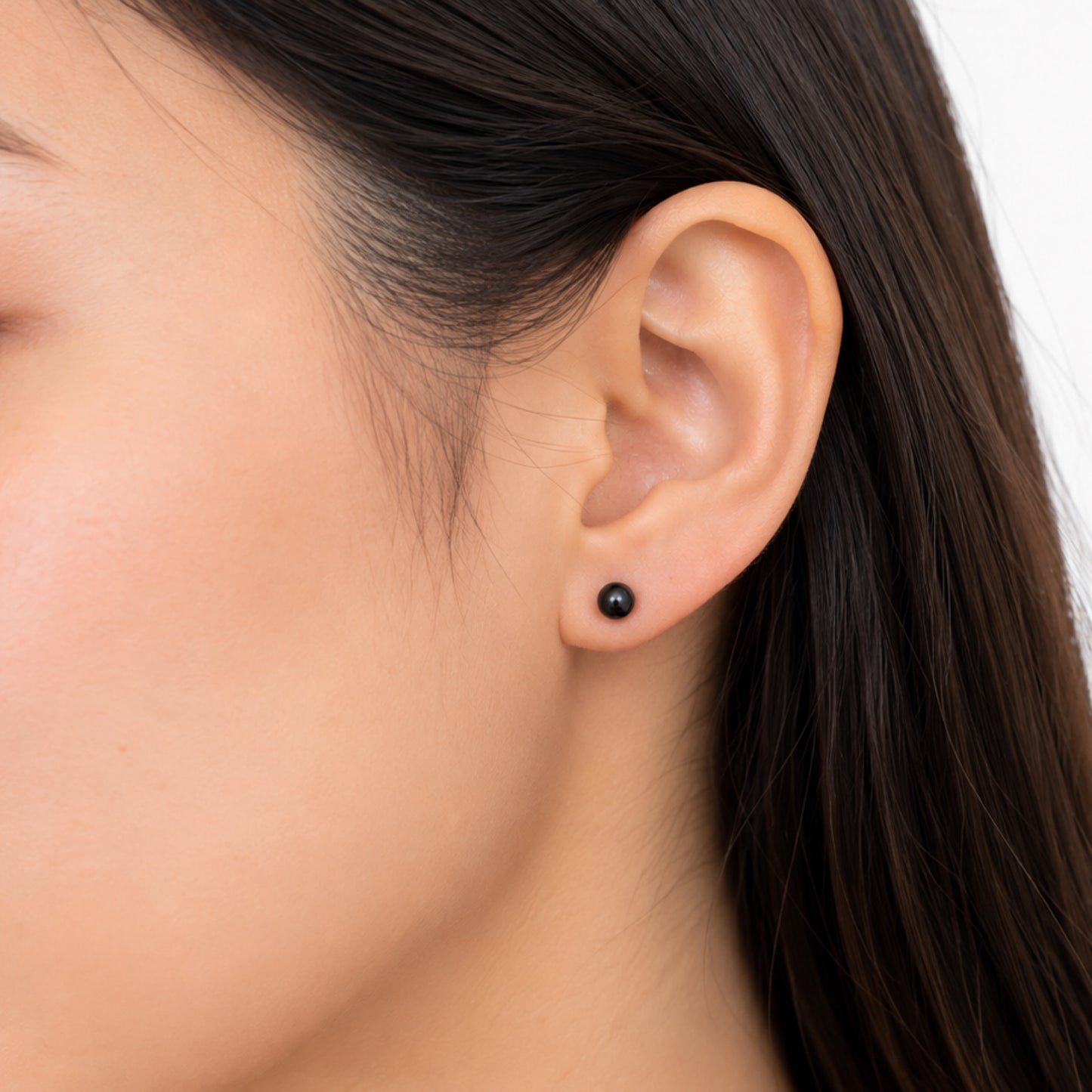 Black Dome Flat Back Stud Earrings