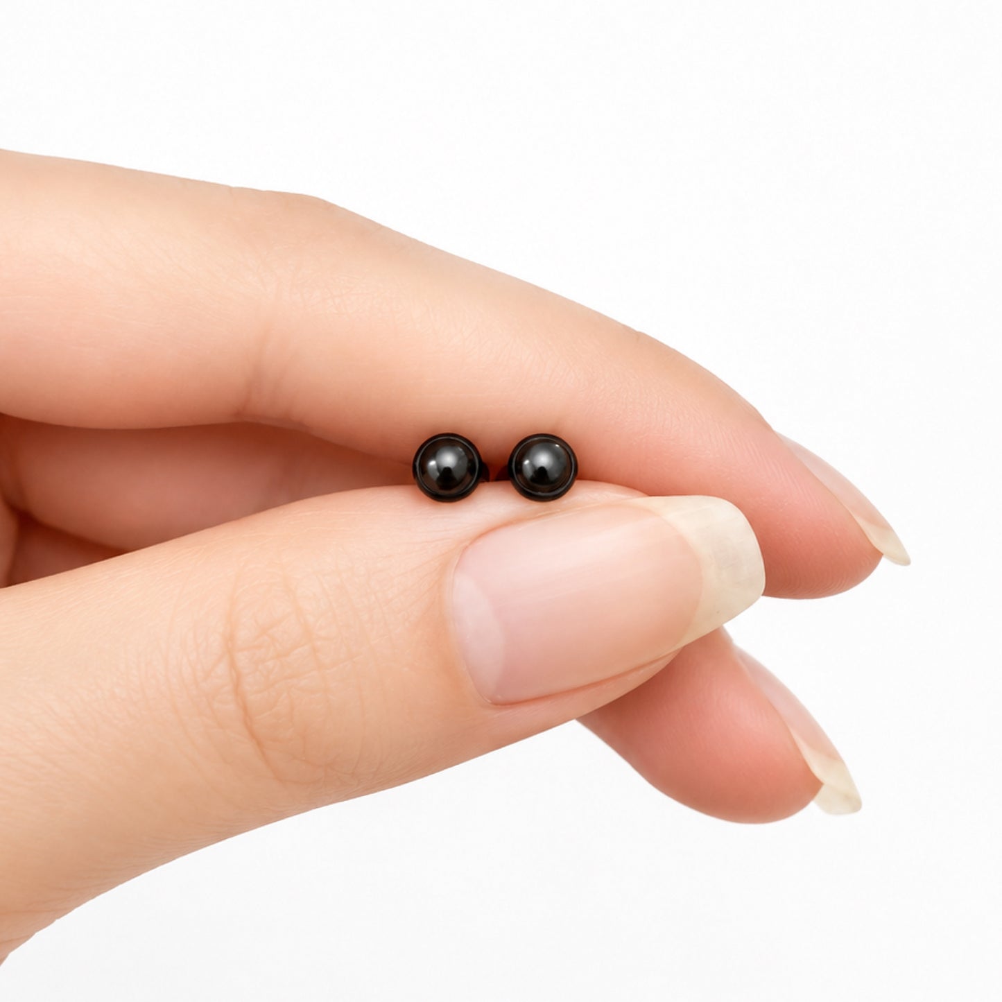Black Dome Flat Back Stud Earrings