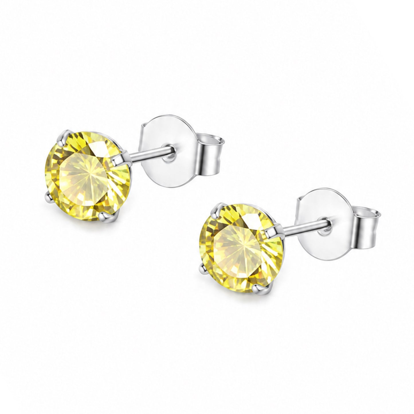 Tiny Yellow CZ Stud Earrings