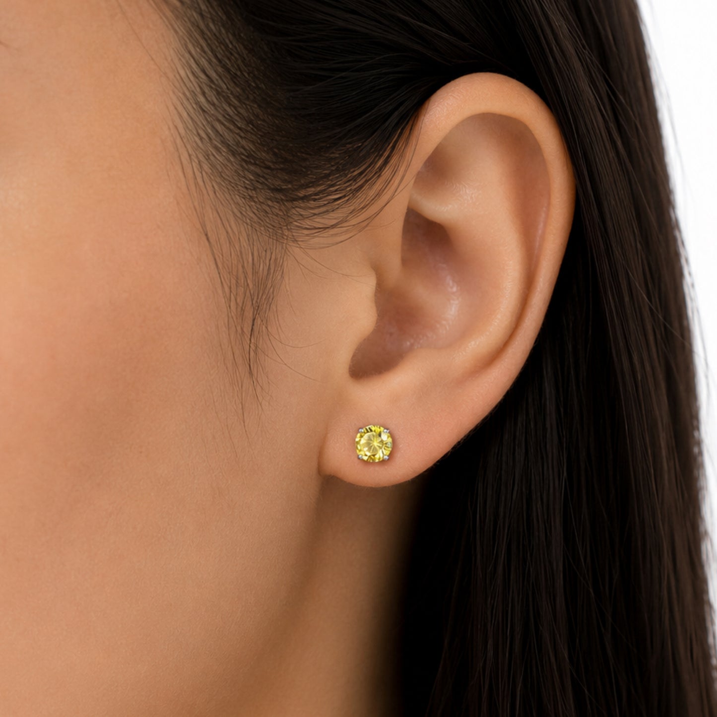 Tiny Yellow CZ Stud Earrings