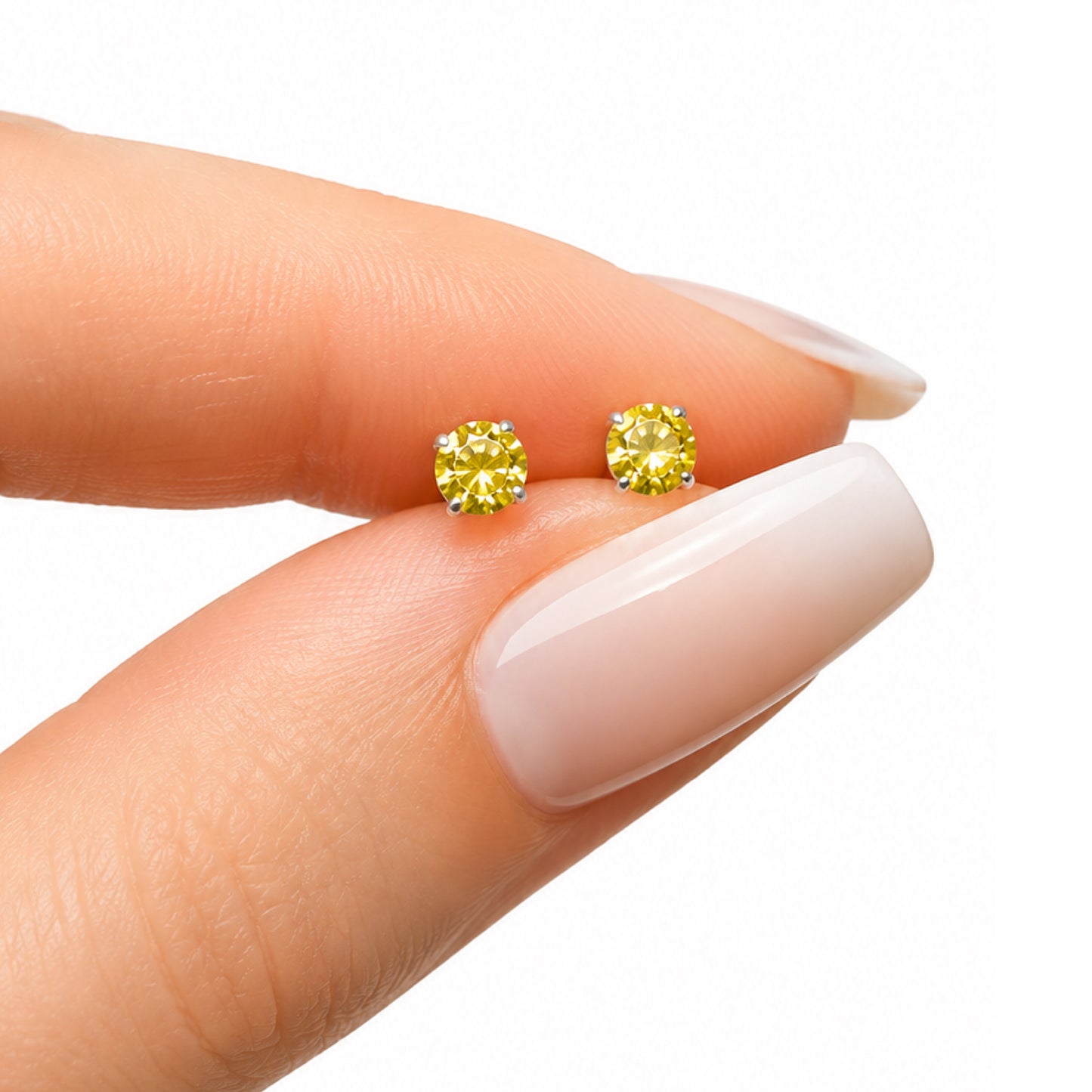 Tiny Yellow CZ Stud Earrings