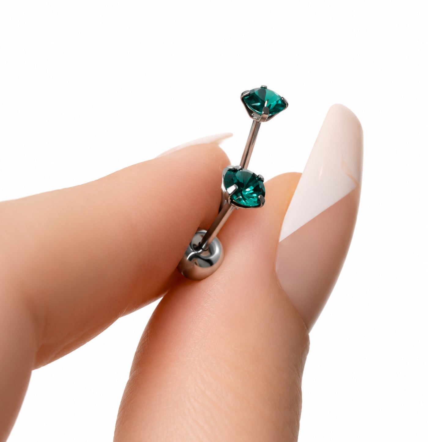Teal Blue Green CZ Stud Earrings