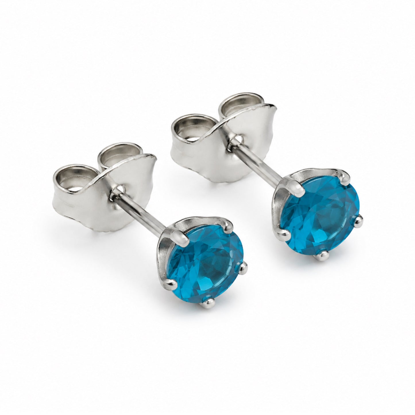 Aqua Blue CZ Stainless Steel Stud Earrings