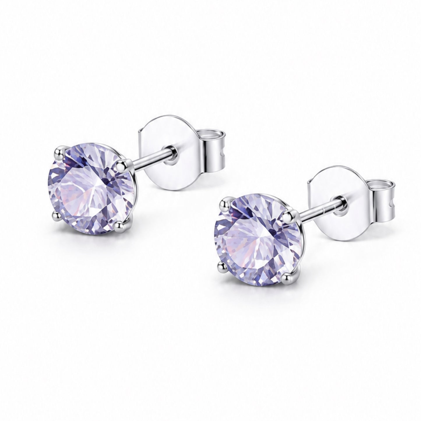 Light Purple CZ Stainless Steel Stud Earrings