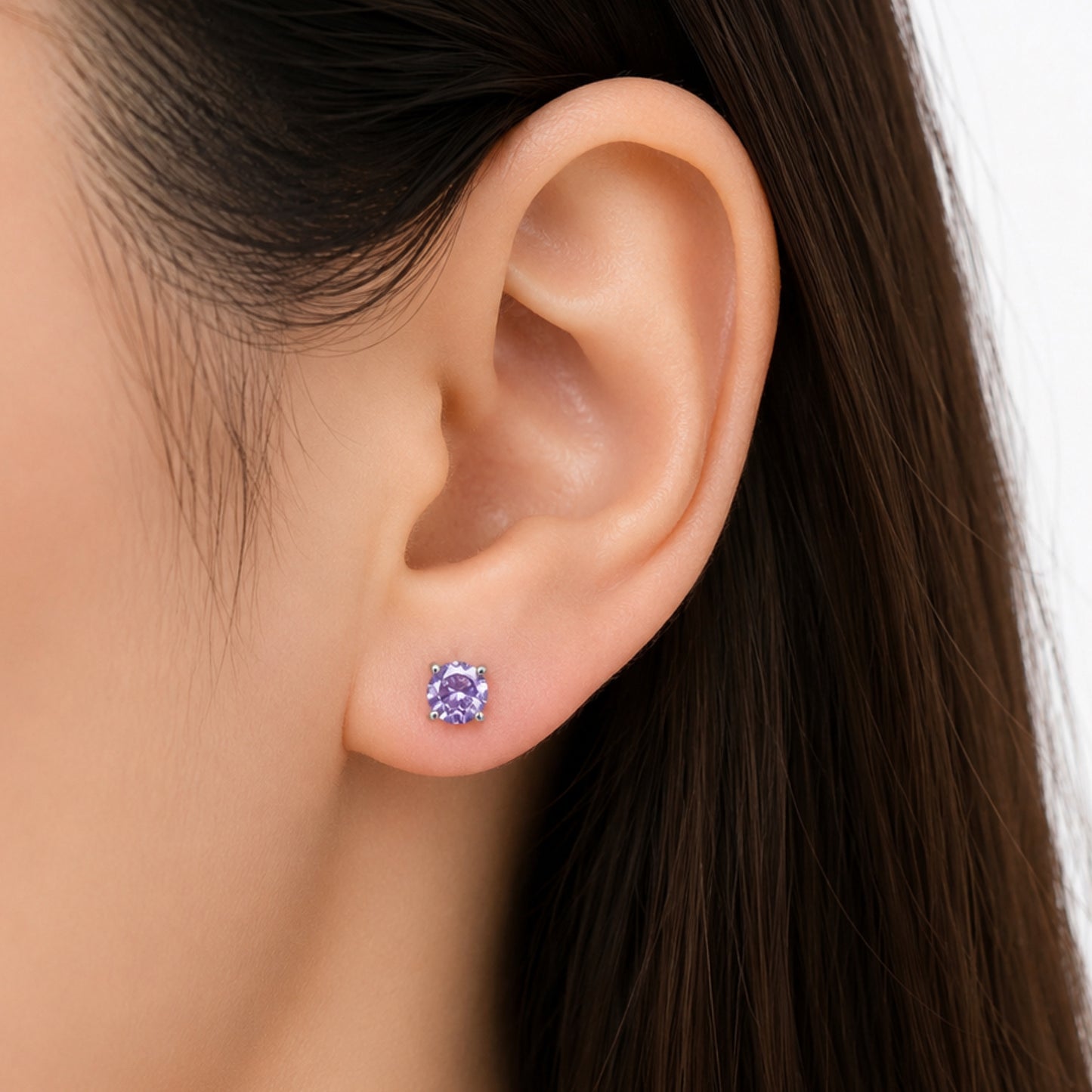 Light Purple CZ Stainless Steel Stud Earrings