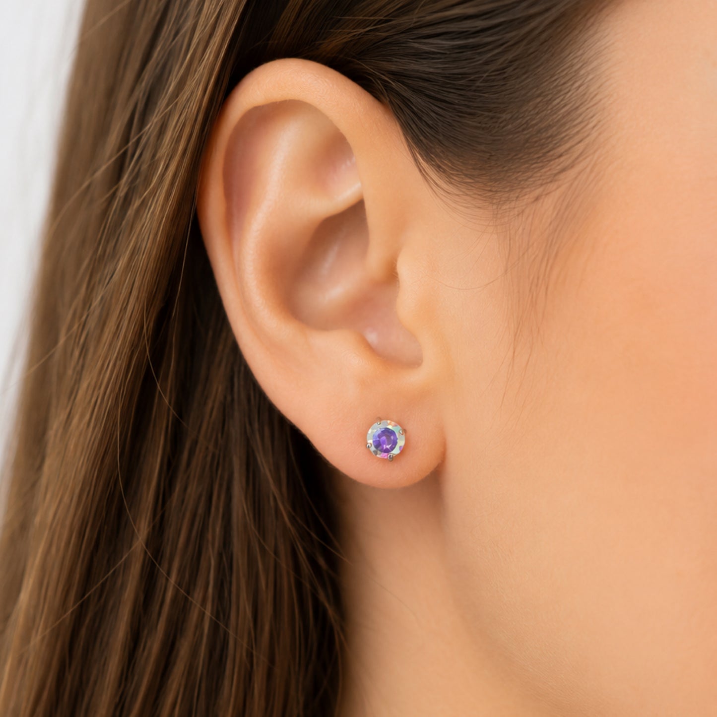 Iridescent Rainbow CZ Stud Earrings