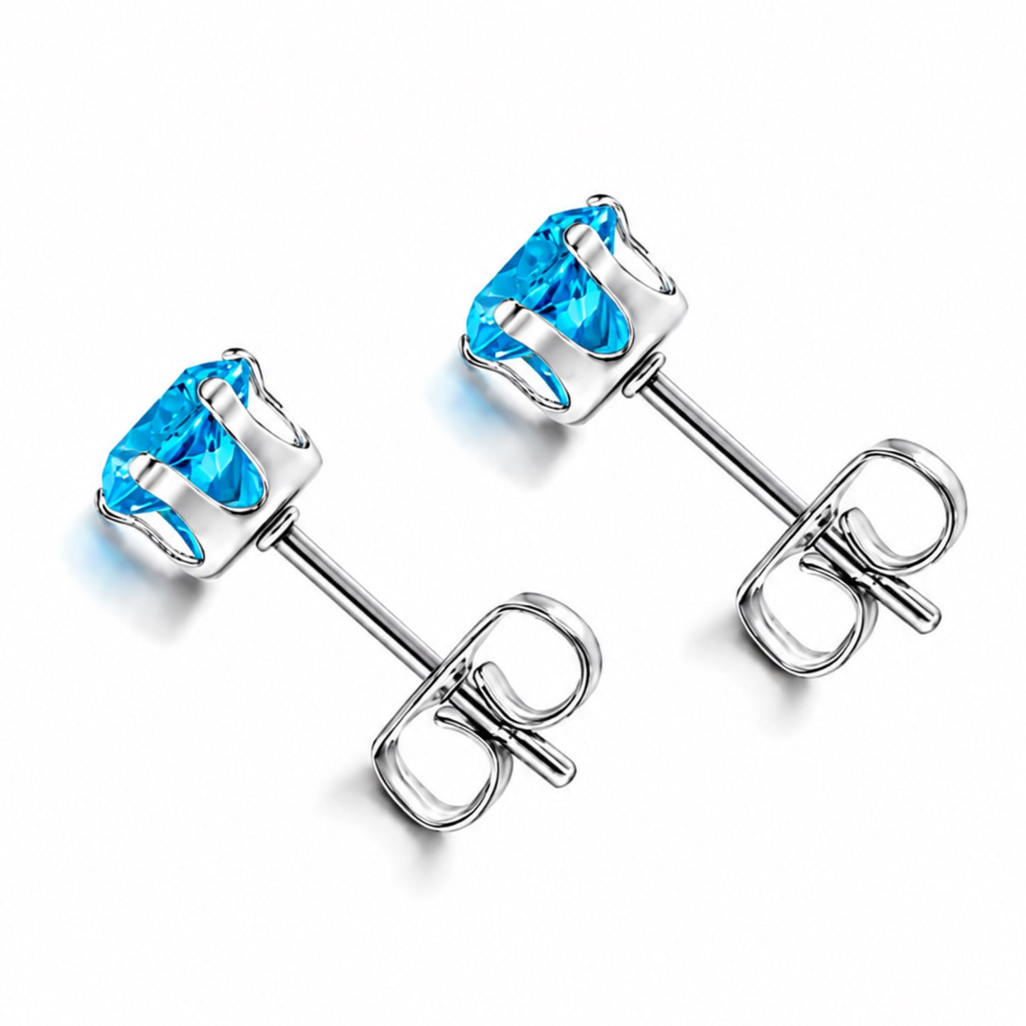 Aqua Blue CZ Stud Earrings
