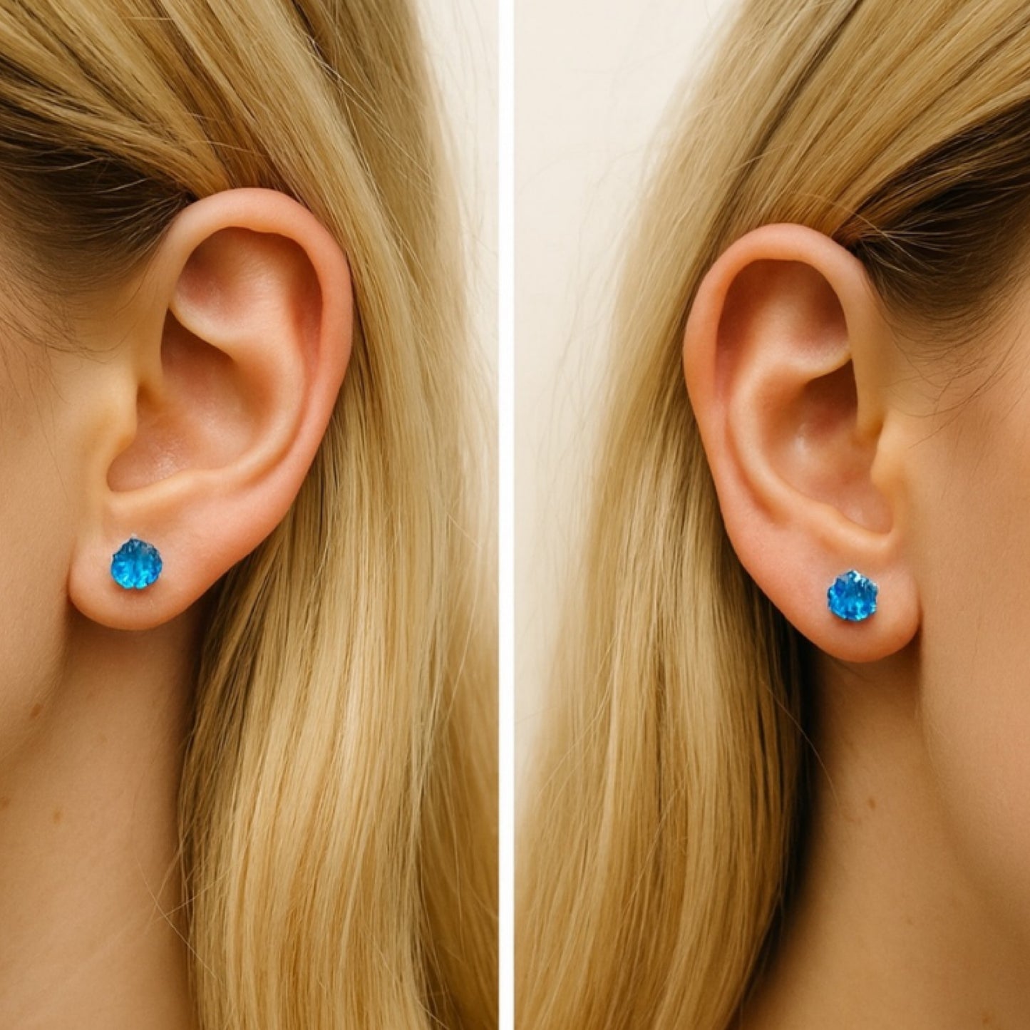 Aqua Blue CZ Stud Earrings
