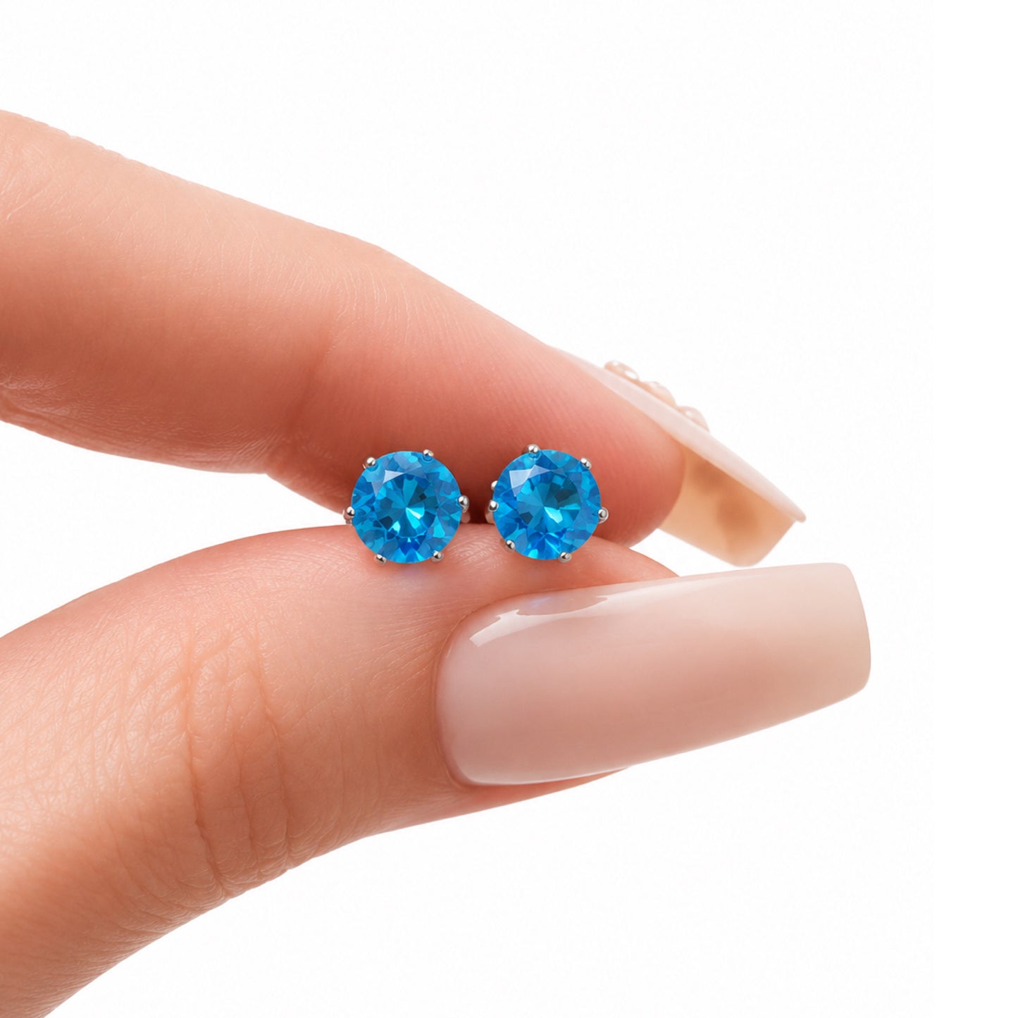 Aqua Blue CZ Stud Earrings