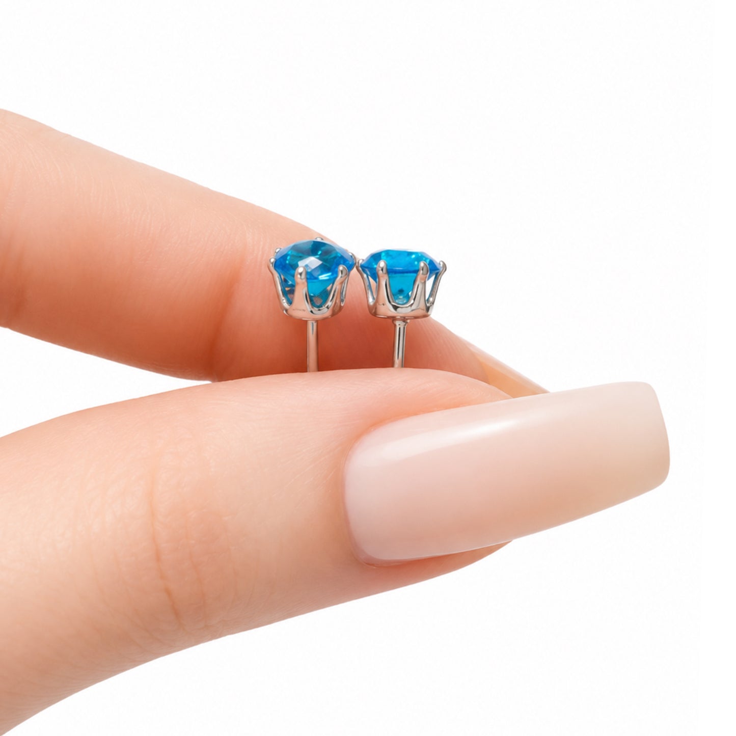 Aqua Blue CZ Stud Earrings