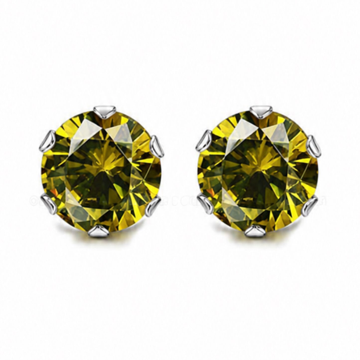 Olive Green CZ Stainless Steel Stud Earrings