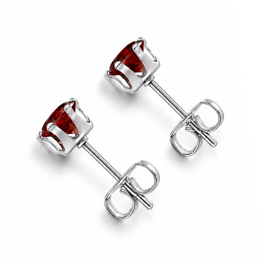 Red CZ Stud Earrings