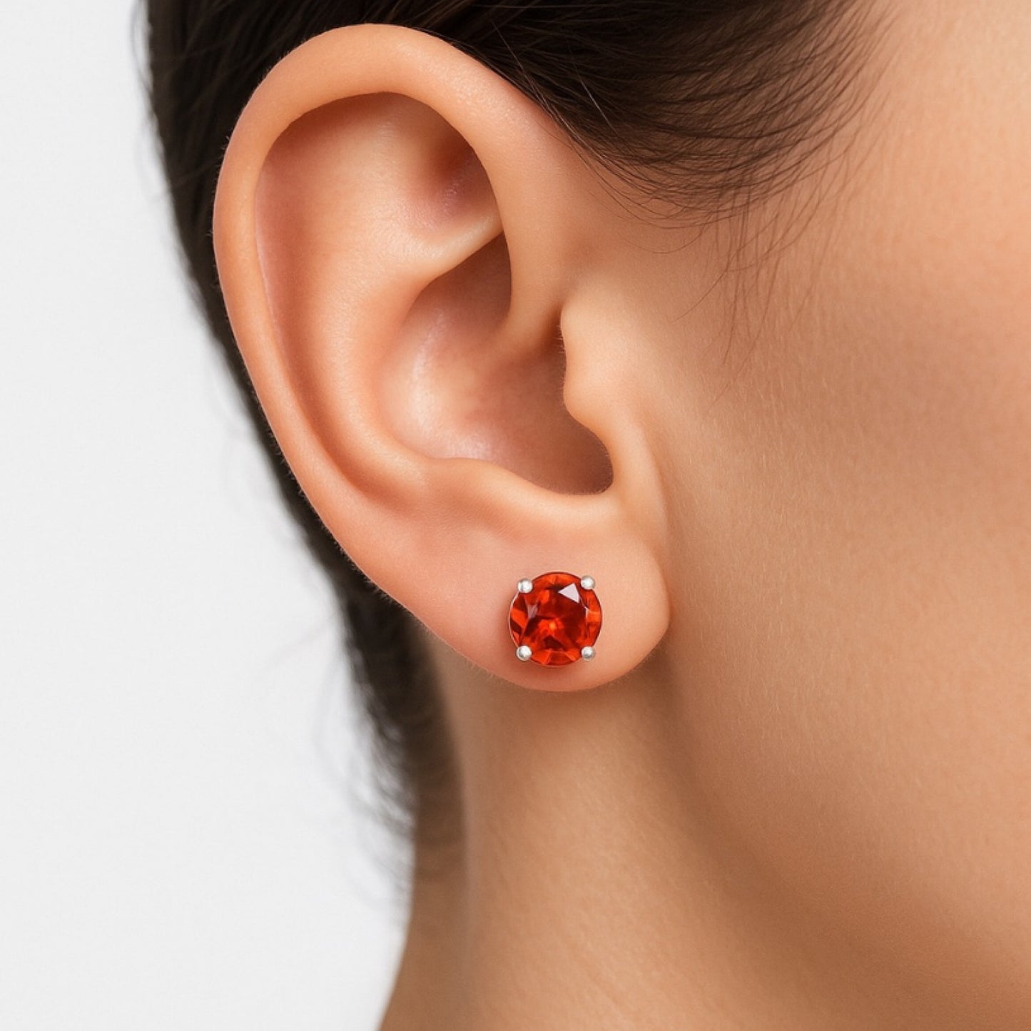 Red CZ Stud Earrings