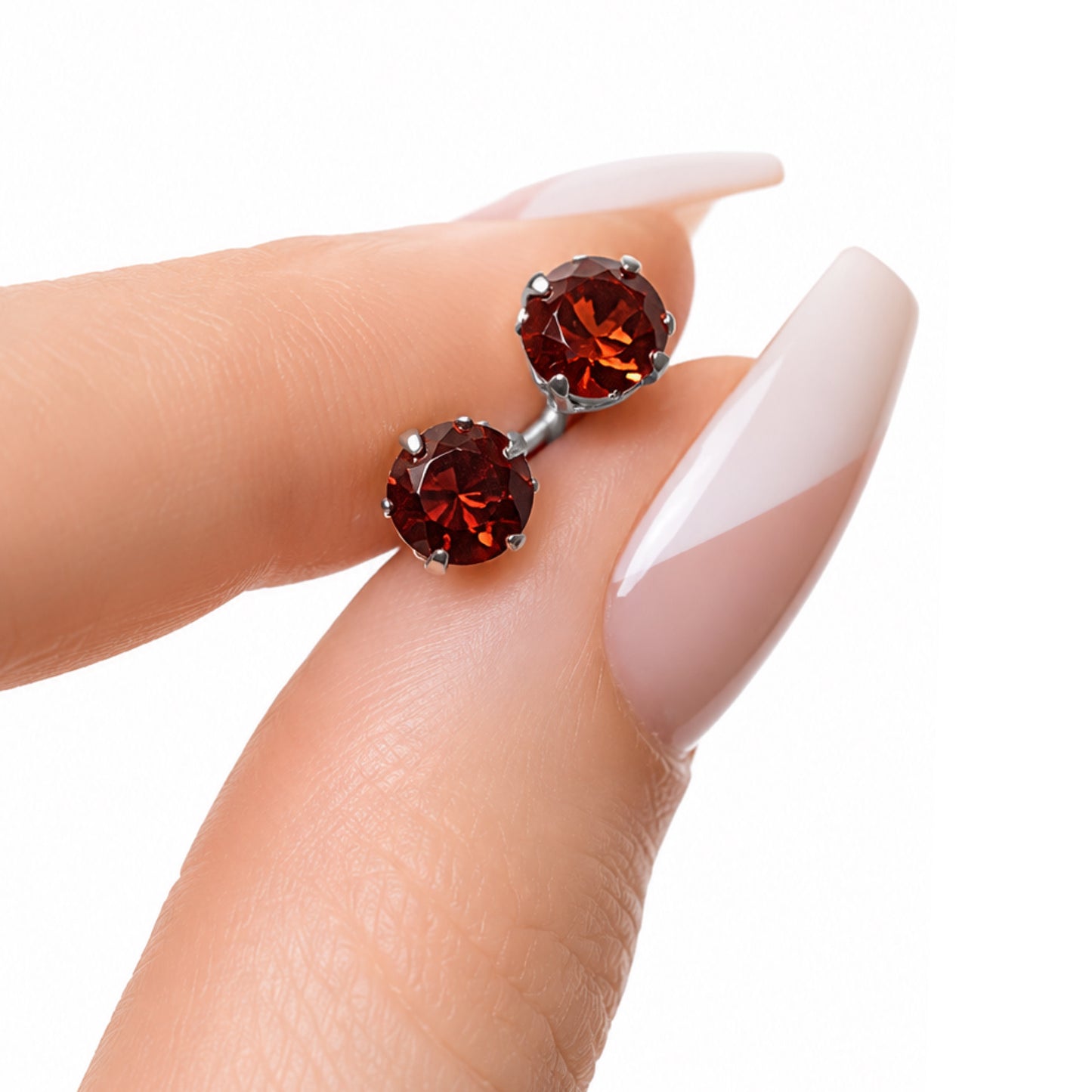 Red CZ Stud Earrings