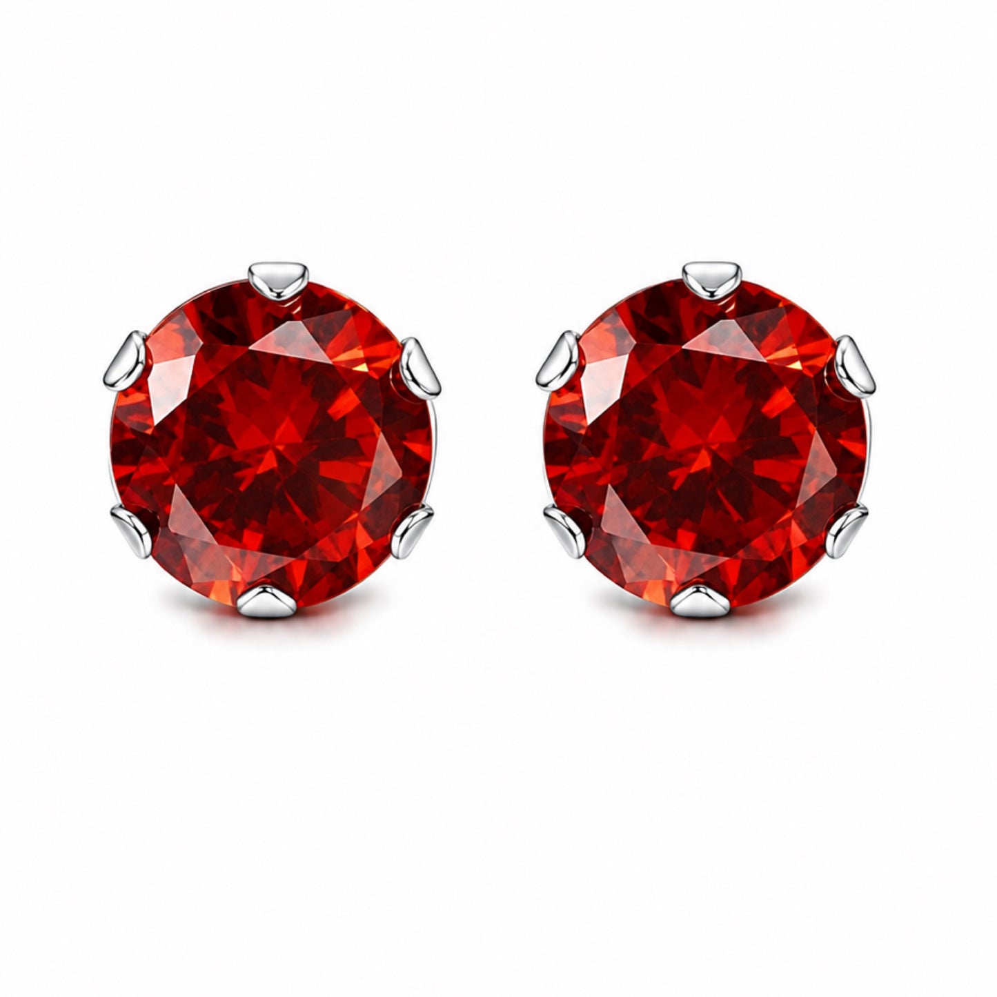 Red CZ Stud Earrings