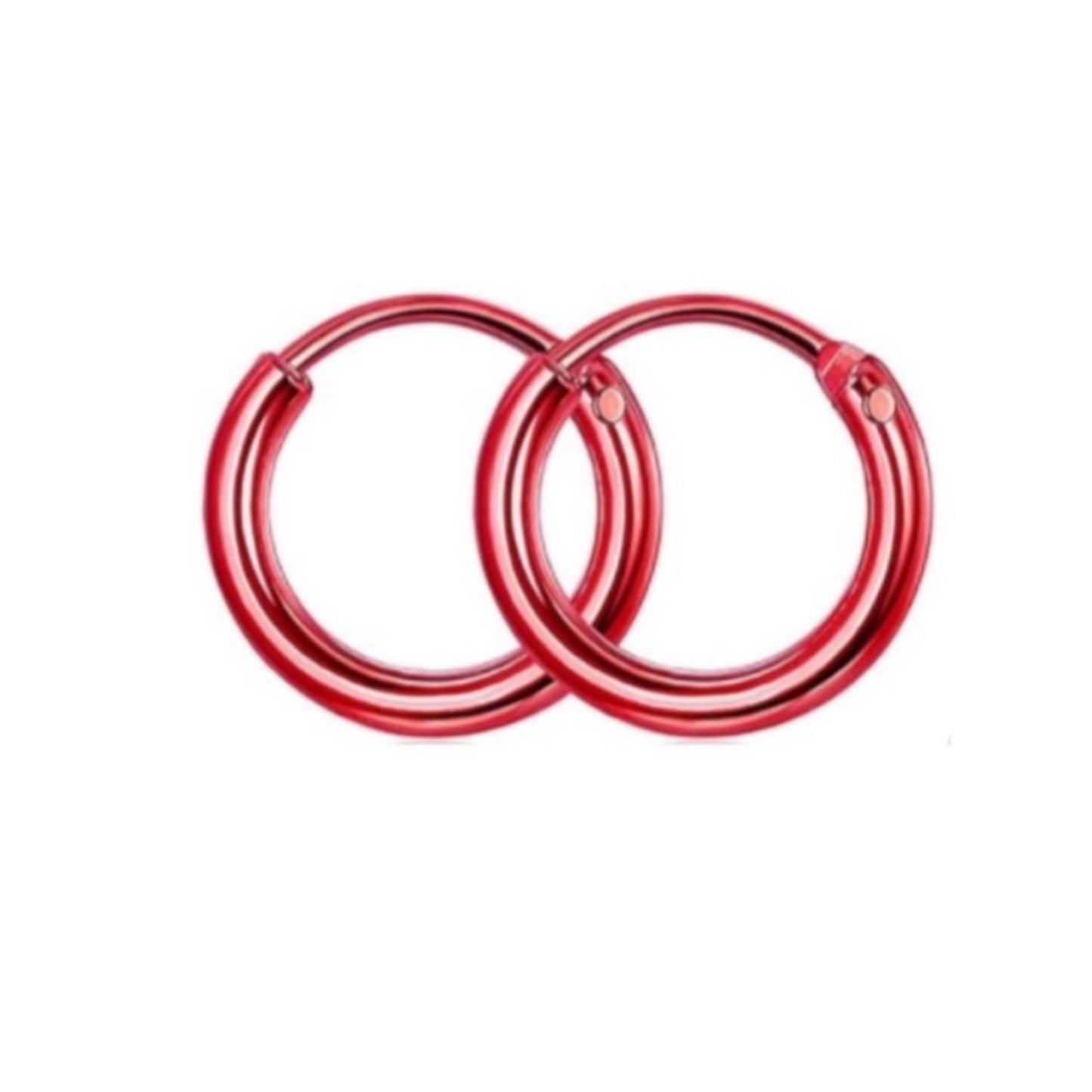 Red Huggie Hoop Earrings 10mm
