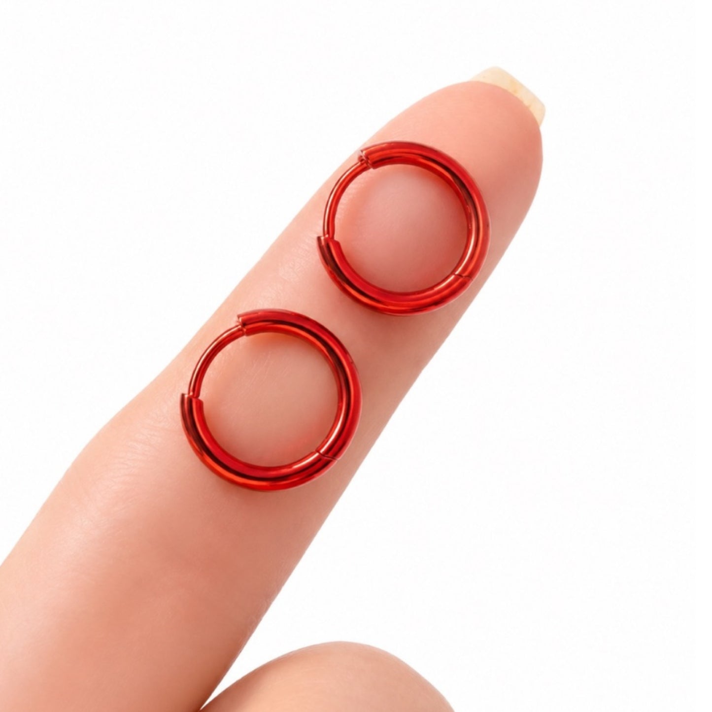 Red Huggie Hoop Earrings 10mm