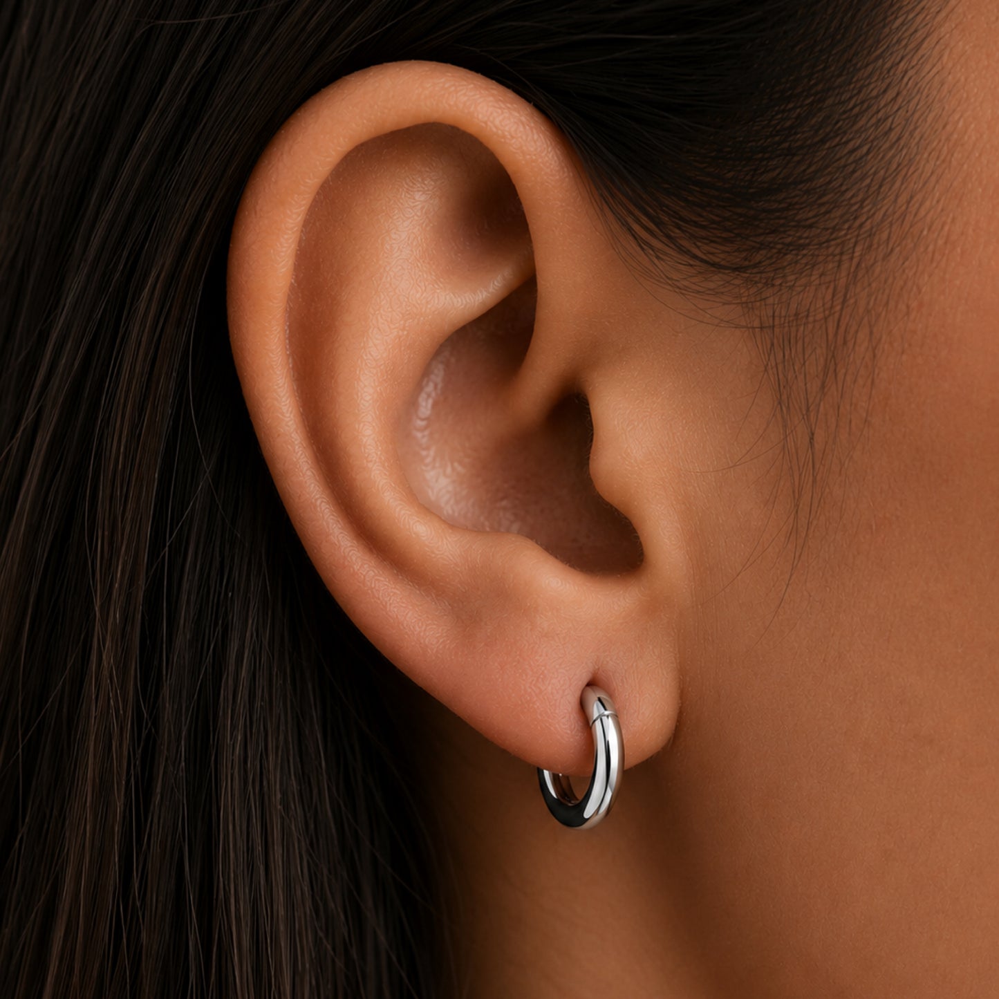 Stainless Steel 8mm Huggie Hoop Earrings