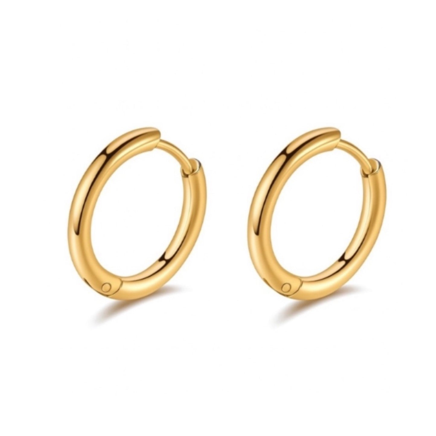 Gold Hinged Huggie Hoop Earrings 8mm