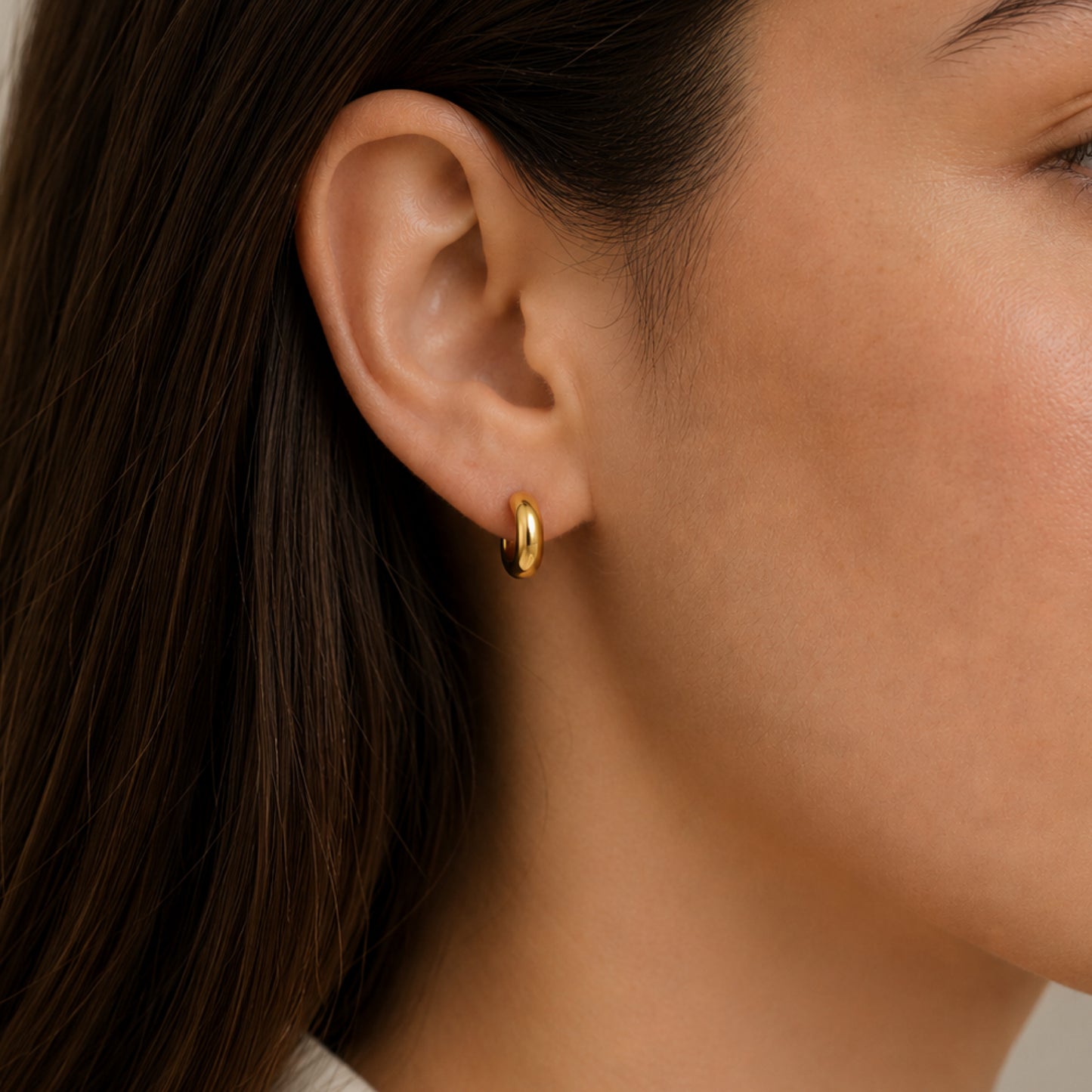 Gold Hinged Huggie Hoop Earrings 8mm
