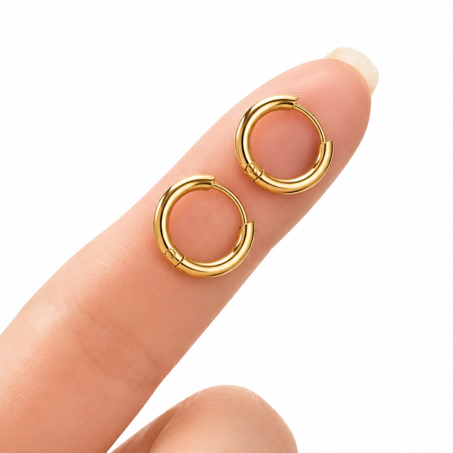 Gold Hinged Huggie Hoop Earrings 8mm
