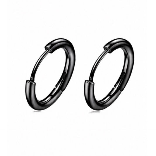 Black Stainless Steel Huggie Hoop Earrings 10mm