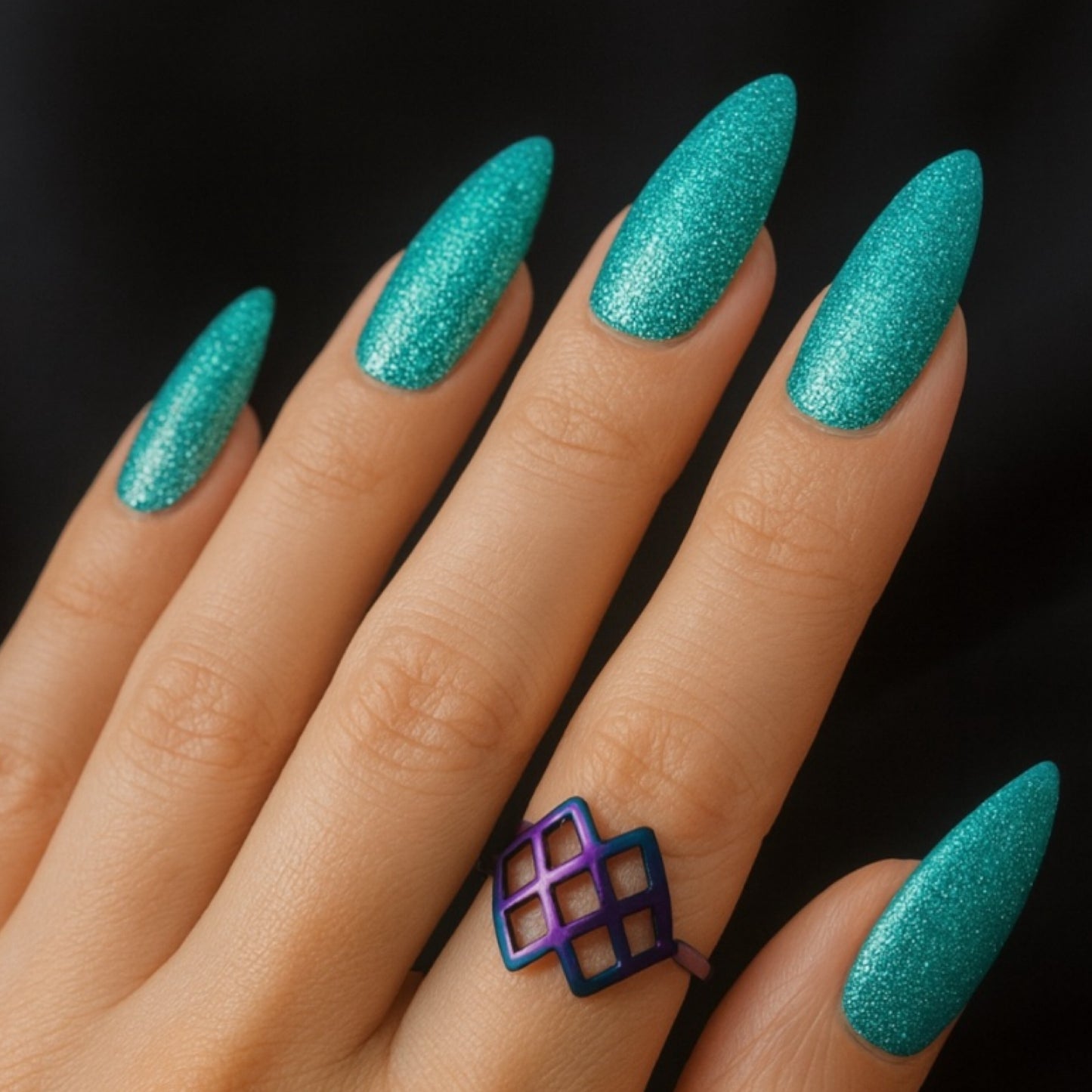 Rainbow Stainless Steel Lattice Ring – Iridescent Anodized Geometric Band