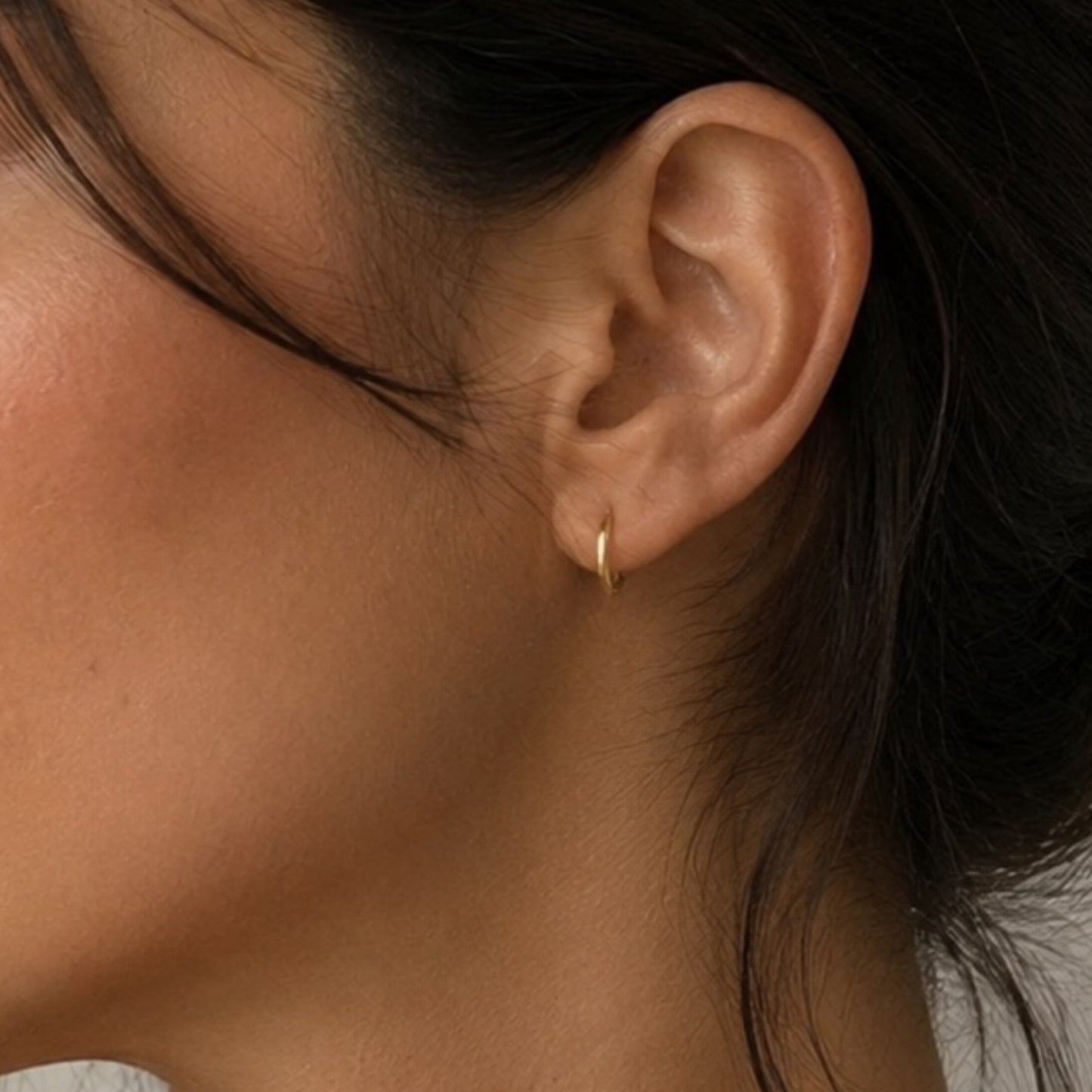 Tiny Gold Stainless Steel 8mm Sleeper Hoop Earrings