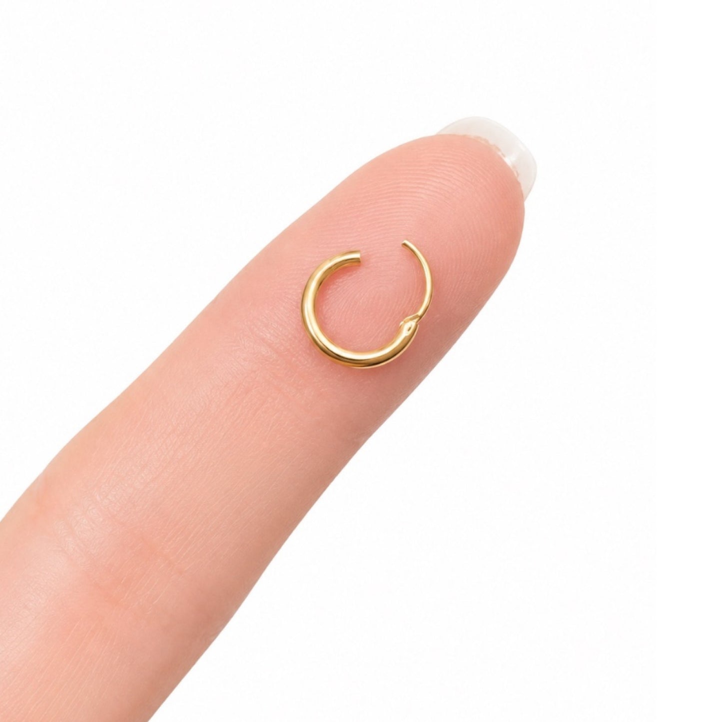 Tiny Gold Stainless Steel 8mm Sleeper Hoop Earrings