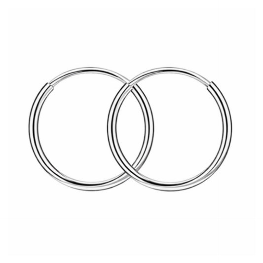 Small Silver Endless Hoop Earrings 12mm