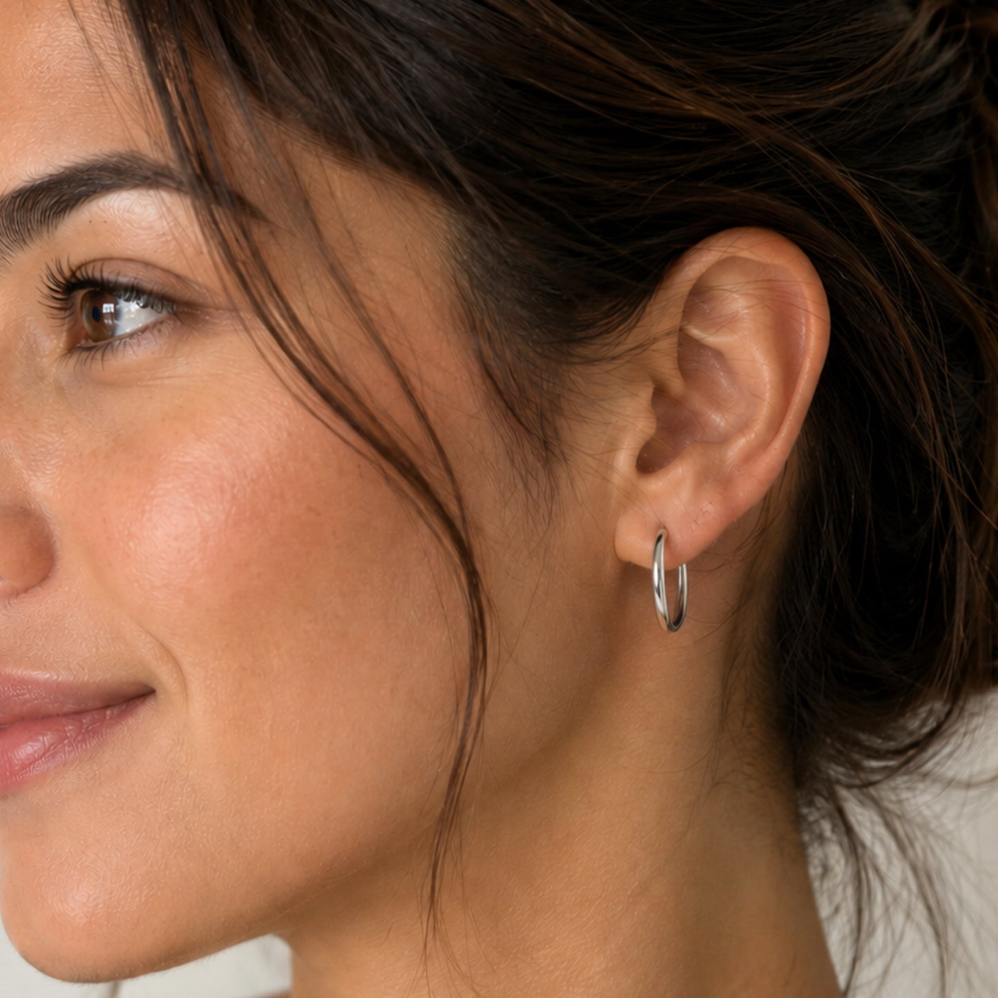 Small Silver Endless Hoop Earrings 12mm