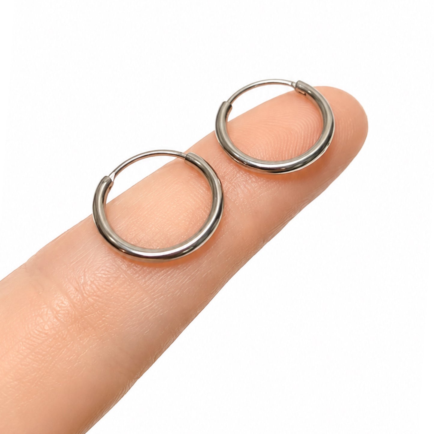 Small Silver Endless Hoop Earrings 12mm