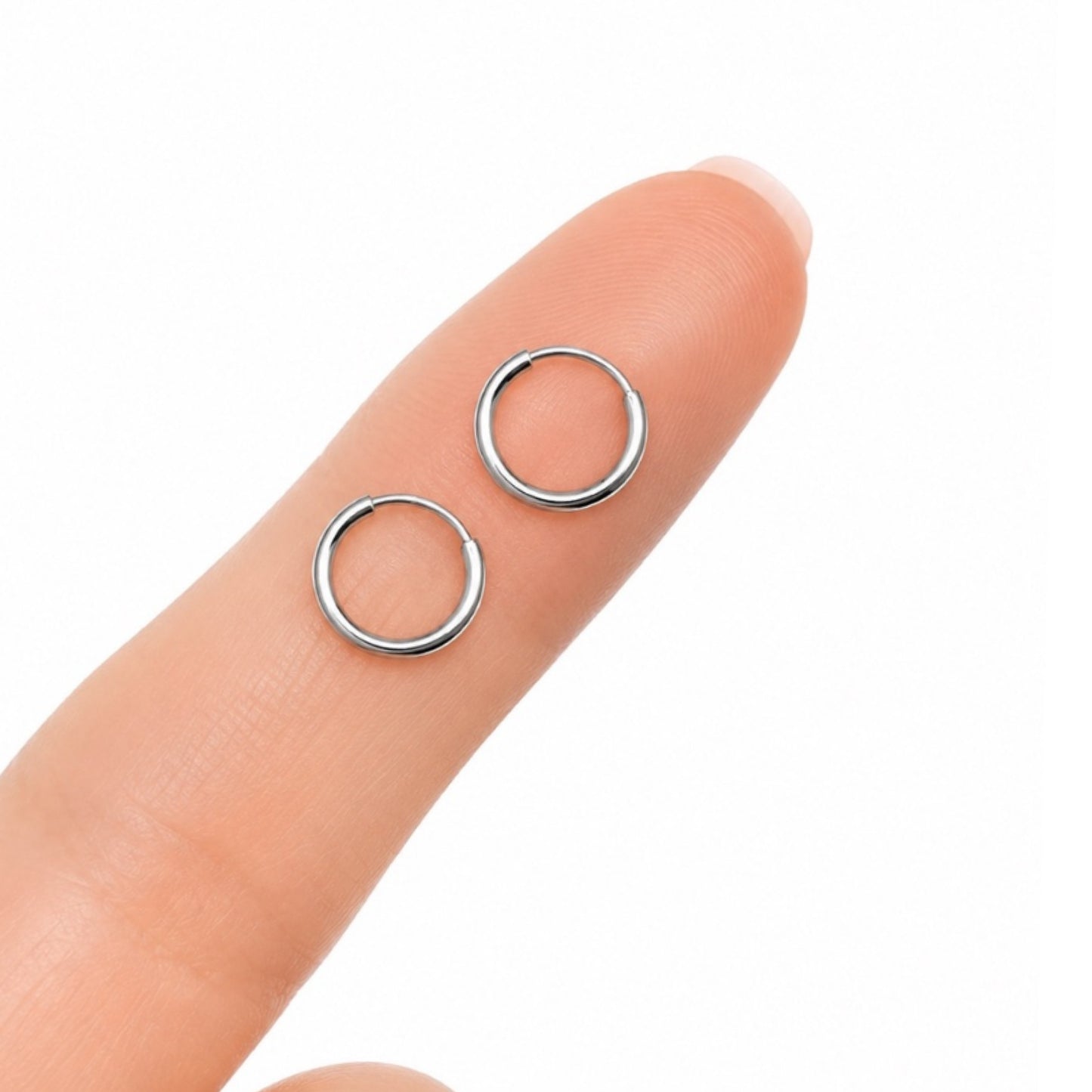 Stainless Steel Sleeper Hoop Earrings 10mm