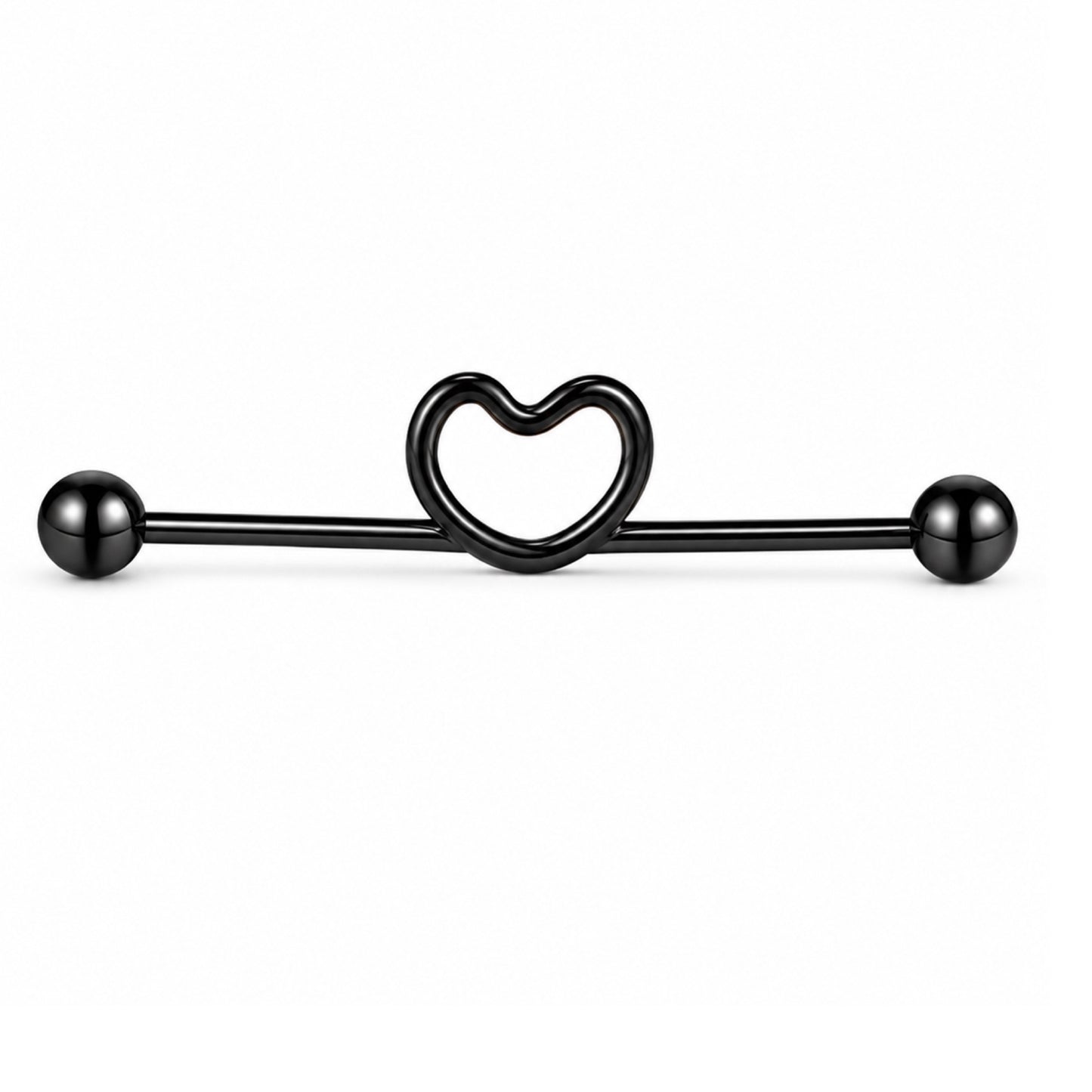 Black Heart Industrial Barbell Earring