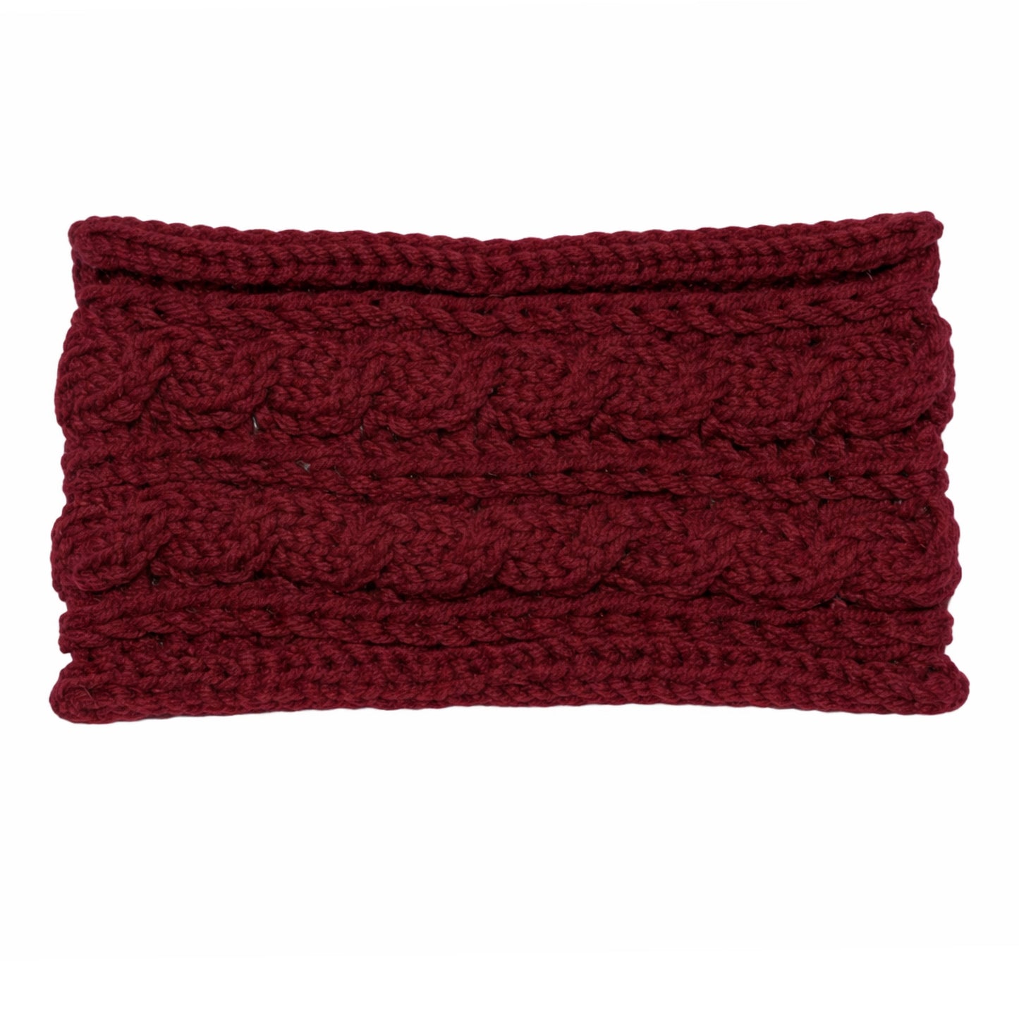 Burgundy Chunky Knit Bow Headband – Cable Knit Winter Ear Warmer