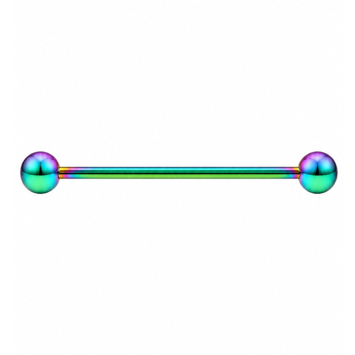 Rainbow Oil Slick Industrial Barbell Earring