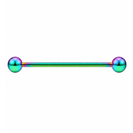 Rainbow Oil Slick Industrial Barbell Earring